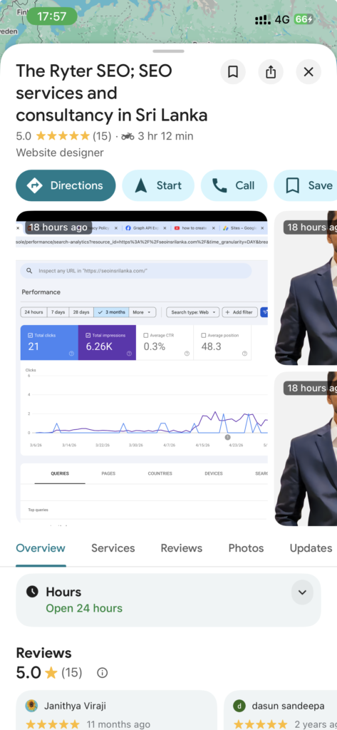 Screenshot of The Ryter business page